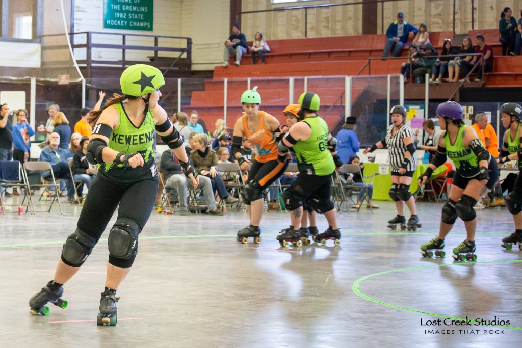 Keweenaw Roller Derby public bout against Kingsford Krush